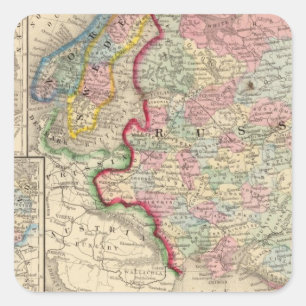 Pegatina Cuadrada Mapa de Rusia, Suecia, Noruega de Mitchell