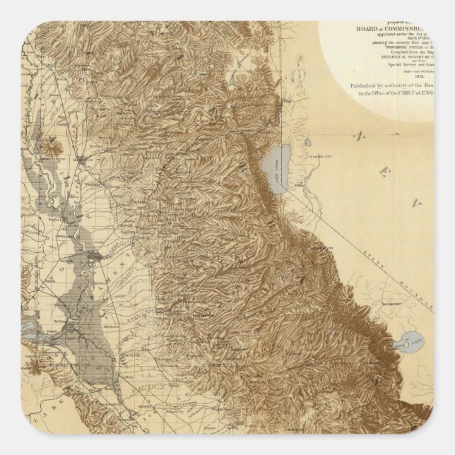 Pegatina Cuadrada Mapa De San Joaquín (Anverso)