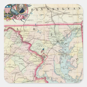 Pegatina Cuadrada Mapa de Seat de la guerra