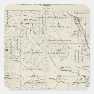 Pegatina Cuadrada Mapa de sección del condado de Tulare T20S R29E
