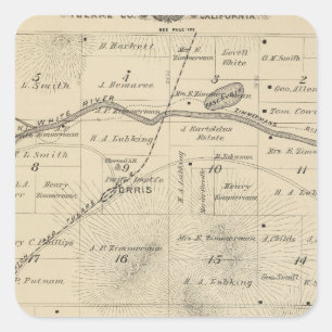 Pegatina Cuadrada Mapa de sección del condado de Tulare T24S R27E