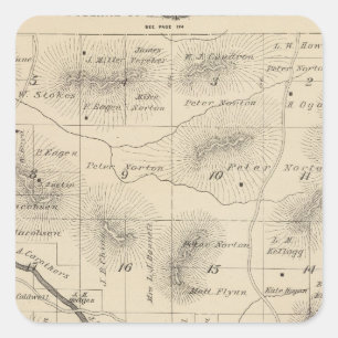 Pegatina Cuadrada Mapa de sección del condado de Tulare T24S R28E