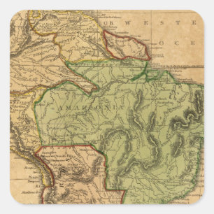 Pegatina Cuadrada Mapa de Sudamérica por Worcester