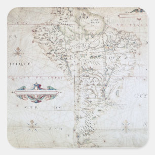 Pegatina Cuadrada Mapa de Suramérica