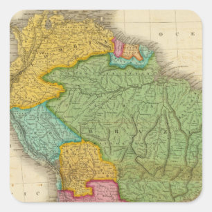 Pegatina Cuadrada Mapa de Suramérica 4