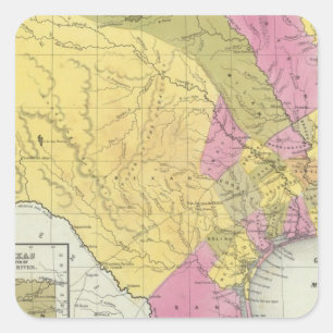 Pegatina Cuadrada Mapa De Texas