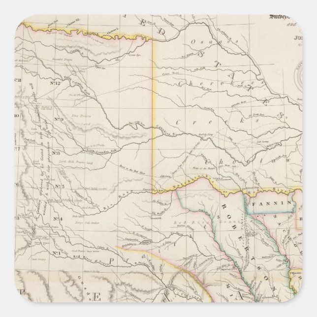 Pegatina Cuadrada Mapa de Texas (Anverso)
