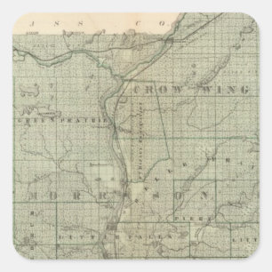 Pegatina Cuadrada Mapa de Todd, Morrison, Minnesota