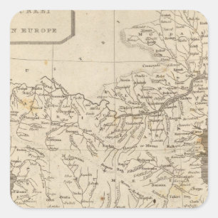 Pegatina Cuadrada Mapa de Turquía en Europa por Arrowsmith