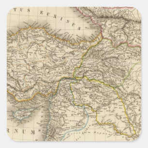 Pegatina Cuadrada Mapa de Turquía en Siria