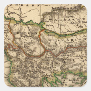 Pegatina Cuadrada Mapa de Turquía y de Grecia