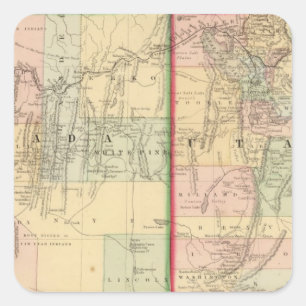 Pegatina Cuadrada Mapa de Utah, Nevada de Mitchell