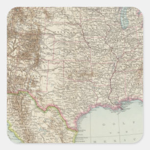 Pegatina Cuadrada Mapa de Vereinigte Staaten von Nordamerika - Estad