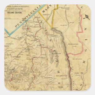 Pegatina Cuadrada Mapa de Virginia Occidental de Richardson