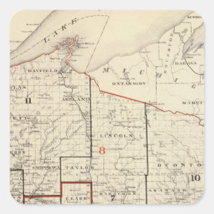 Pegatina Cuadrada Mapa de Wisconsin