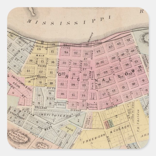 Pegatina Cuadrada Mapa del Ala Roja, condado de Goodhue, Minnesota (Anverso)