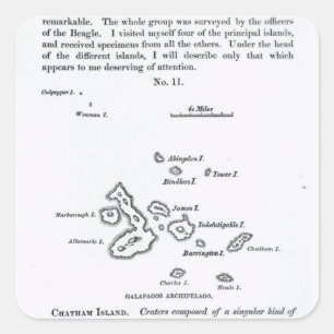 Pegatina Cuadrada Mapa del archipiélago de las Islas Galápagos, 18