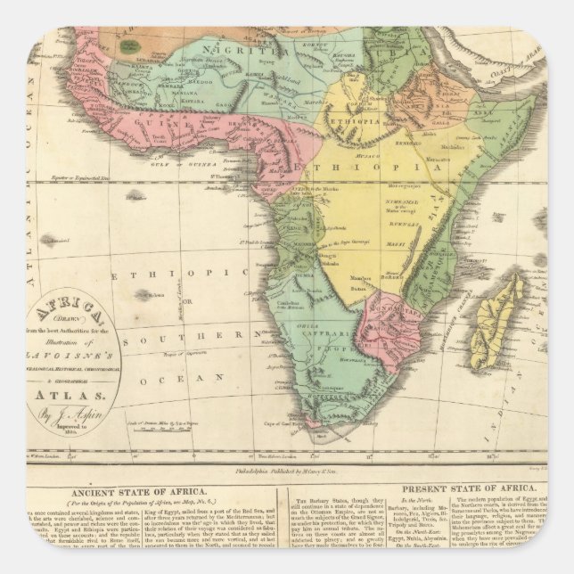 Pegatina Cuadrada Mapa del Atlas de África 2 (Anverso)