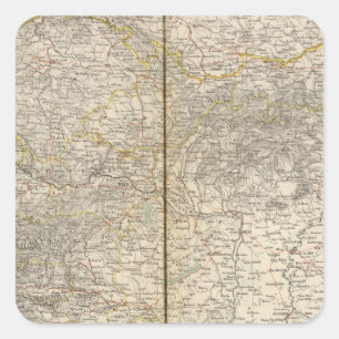 Pegatina Cuadrada Mapa del Atlas de Austria