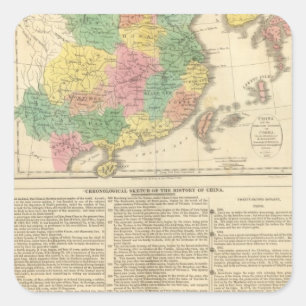 Pegatina Cuadrada Mapa del Atlas de China y Japón