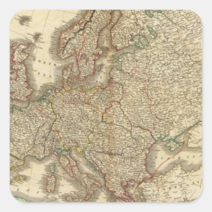 Pegatina Cuadrada Mapa del Atlas de Europa