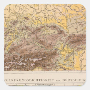 Pegatina Cuadrada Mapa del Atlas de Europa Central