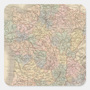 Pegatina Cuadrada Mapa del atlas de Francia