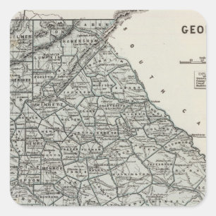 Pegatina Cuadrada Mapa del Atlas de Georgia
