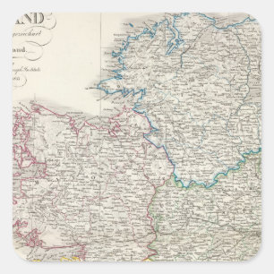 Pegatina Cuadrada Mapa del atlas de Irlanda