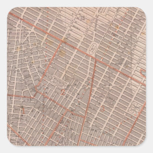 Pegatina Cuadrada Mapa del Atlas de la ciudad de NY
