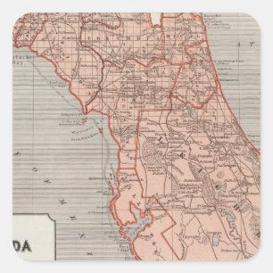 Pegatina Cuadrada Mapa del atlas de la Florida