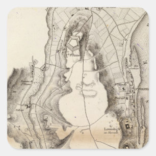 Pegatina Cuadrada Mapa del Atlas de la Meseta de San Pedro