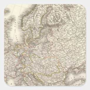Pegatina Cuadrada Mapa del atlas de L'Europe