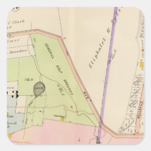 Pegatina Cuadrada Mapa del Atlas de los Yonkers en Nueva York
