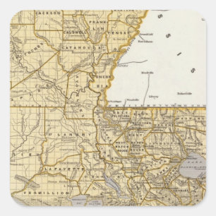 Pegatina Cuadrada Mapa del Atlas de Louisiana
