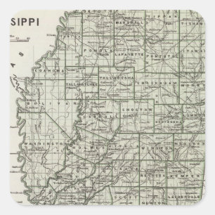 Pegatina Cuadrada Mapa del Atlas de Misisipi