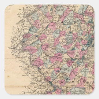 Pegatina Cuadrada Mapa del Atlas de Nueva Jersey