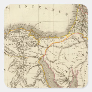 Pegatina Cuadrada Mapa del atlas de Oriente Medio