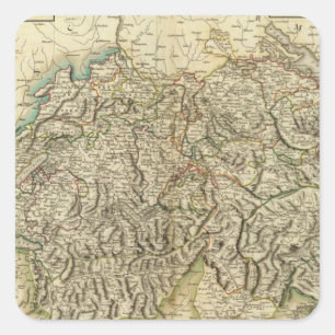 Pegatina Cuadrada Mapa del Atlas de Suiza