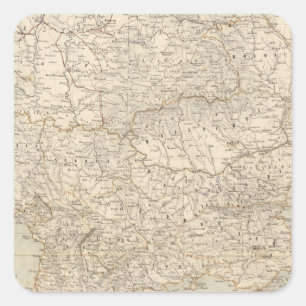 Pegatina Cuadrada Mapa del atlas de Turquía y de Grecia