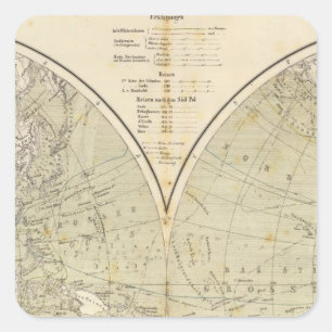 Pegatina Cuadrada Mapa del Atlas del Hemisferio