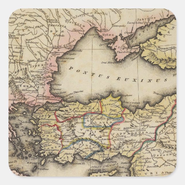 Pegatina Cuadrada Mapa del Atlas del Medio Oriente (Anverso)