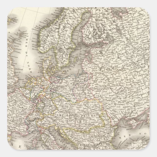 Pegatina Cuadrada Mapa del Atlas L'Europe (Anverso)