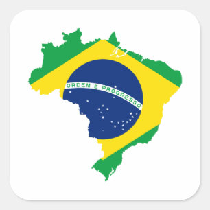 PEGATINA CUADRADA MAPA DEL BRASIL