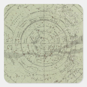 Pegatina Cuadrada Mapa del centro del cielo sureño