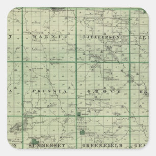 Pegatina Cuadrada Mapa del condado de Adair, estado de Iowa