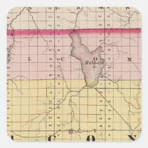 Pegatina Cuadrada Mapa del condado de Alcona, Michigan