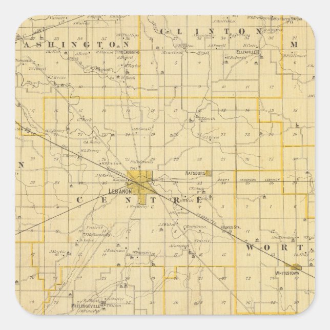 Pegatina Cuadrada Mapa del condado de Boone (Anverso)