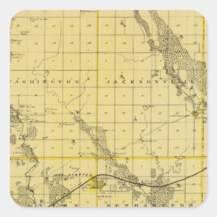 Pegatina Cuadrada Mapa del condado de Chickasaw, estado de Iowa