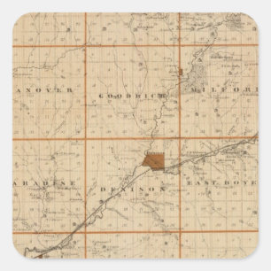 Pegatina Cuadrada Mapa del condado de Crawford, estado de Iowa